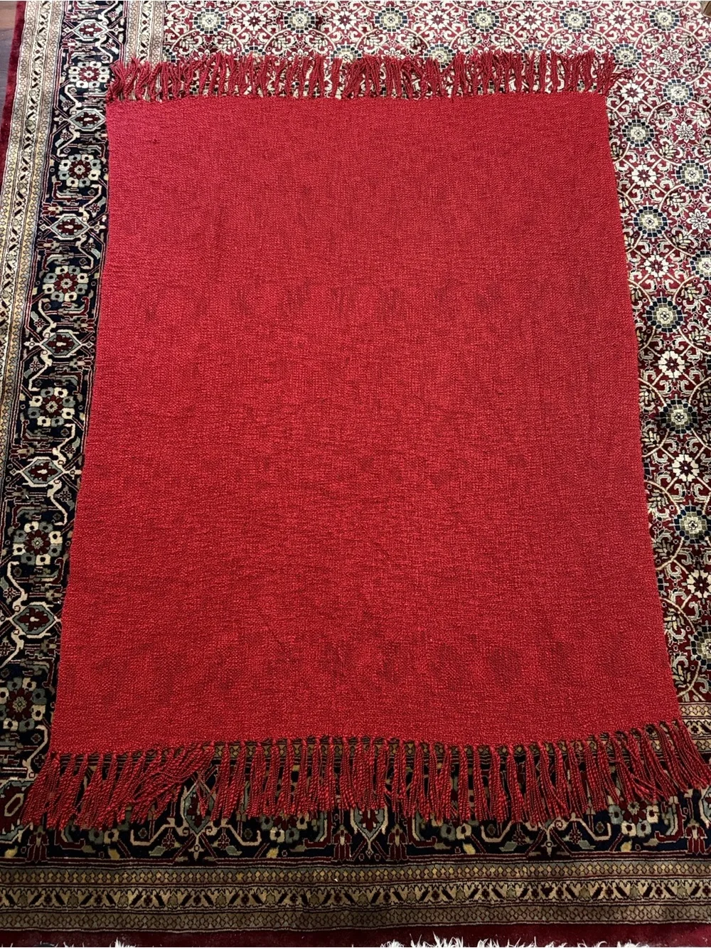 Pottery Barn Red Textured Throw